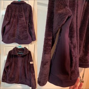 North Face plum furry fleece jacket